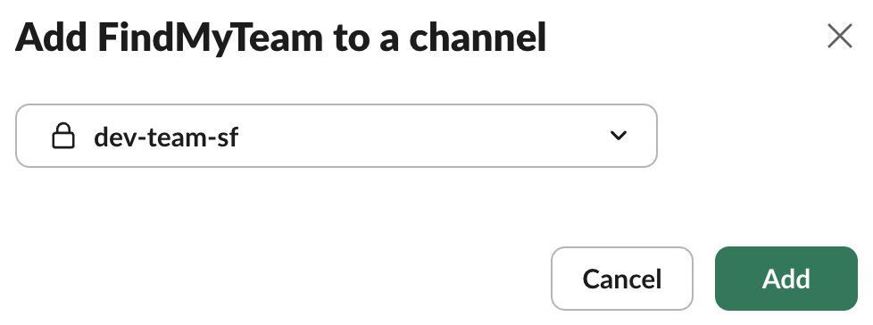 Adding FindMyTeam to a Slack channel